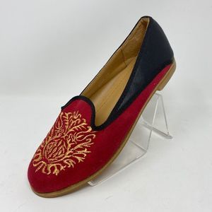 Kriz Flats Women’s 6‎ Red Pop of color Loafers Artsy Geometric